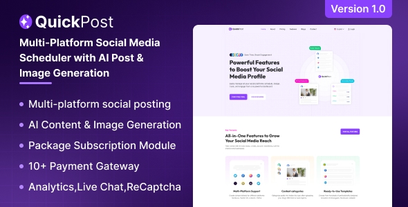QuickPost - Multi-platform Social Media Scheduler with AI Post & Image Generation